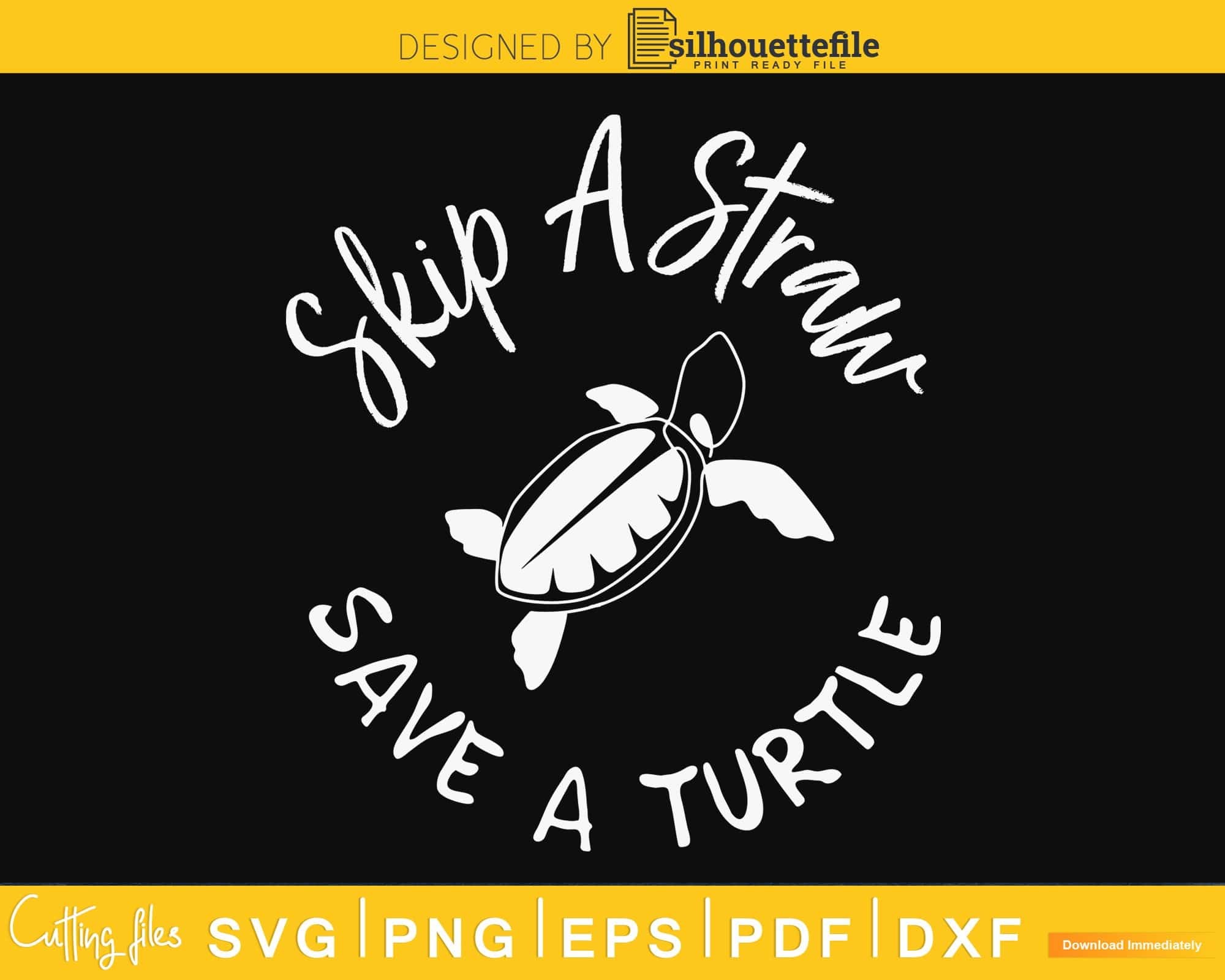 Funny Turtle Skip The Straw Save A Sea Turtle' Sticker