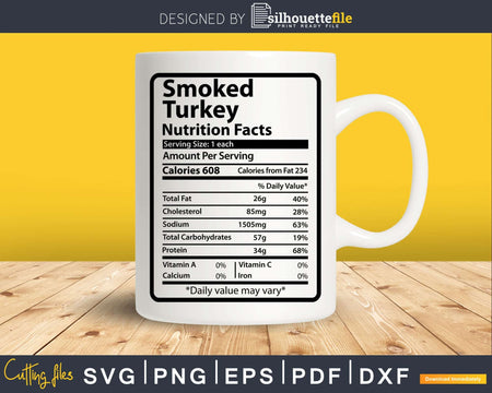 Smoked Turkey Nutrition Facts Funny Thanksgiving Christmas