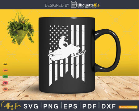 Snowmobile USA Flag Snow Sled Patriotic Snowmobiling