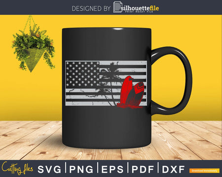 Sunset Surfing 4th of July Patriotic Distressed American