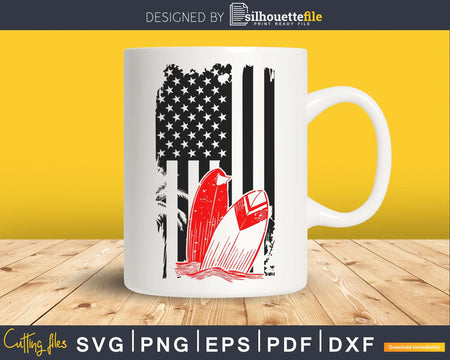 Sunset Surfing Independence day Patriotic Distressed