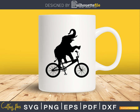 Supersized. Elephant on bicycle svg design silhouette