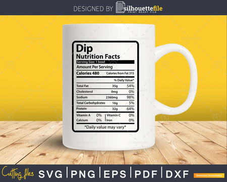 Thanksgiving Dip Nutrition Facts Funny Christmas Svg Png