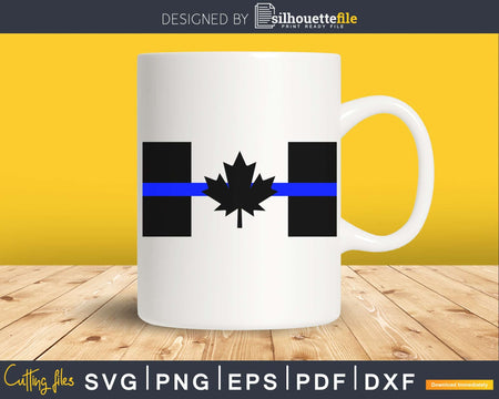 Thin Blue Line Flag Canadian Firefighter svg cricut cut