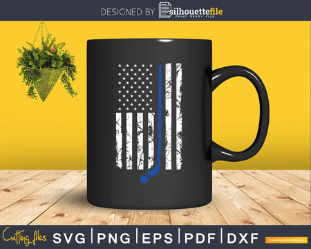 Thin Blue Line USA American Flag Police Family Hockey Svg