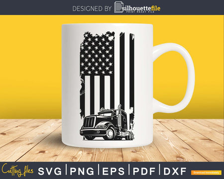 Trucker Driver 4th of July Patriotic Distressed American