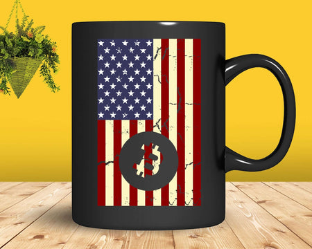 US Flag Bitcoin Vintage BTC Crypto Cryptocurrency Svg