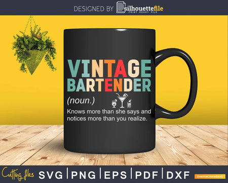 Vintage Bartender Knows More Than She Says Svg Png Dxf