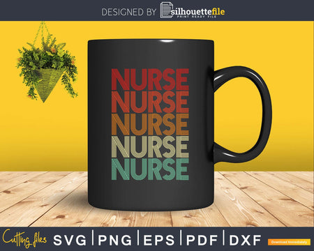Vintage Registered Nurse Five Retro Lettering Svg Dxf Png