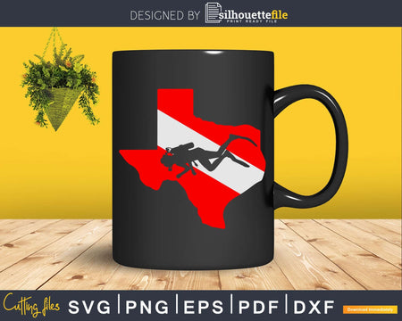 Vintage Texas Scuba Dive Flag Map Diving Diver Svg Png