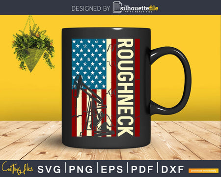 Vintage US Flag Oilfield Roughneck Svg Png Cricut Files