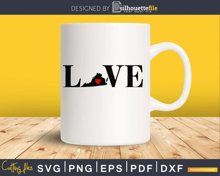 Virginia VA Love Home Heart Native Map svg png silhouette
