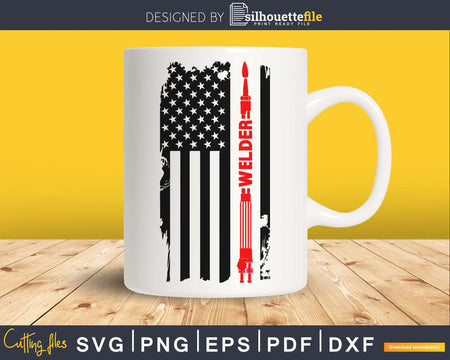 Welder Independence day Patriotic Distressed American flag