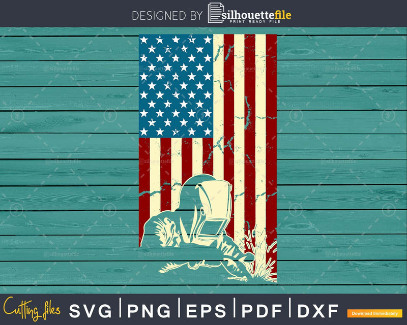 Welding Distressed American Flag Welder svg png digital