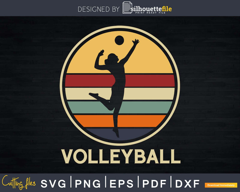 Womens retro vintage volleyball svg png printable files for