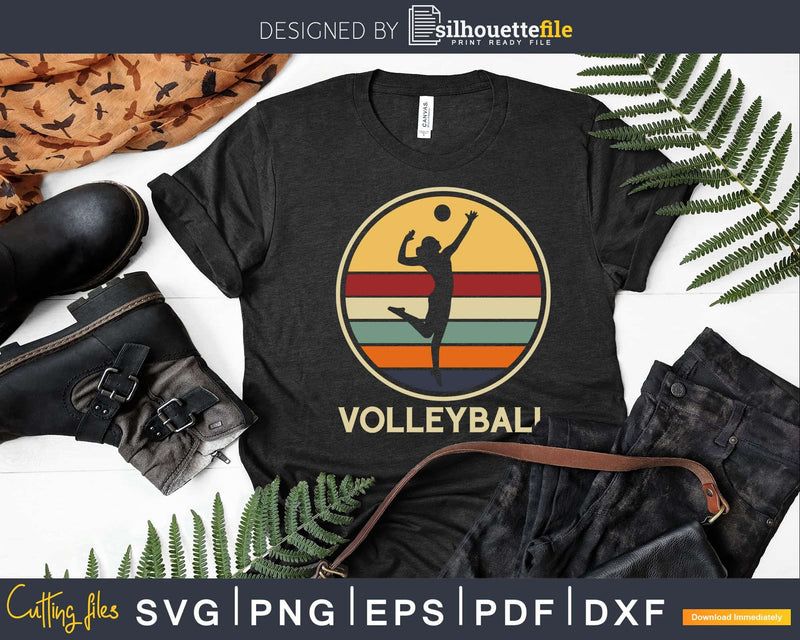 Womens retro vintage volleyball svg png printable files for