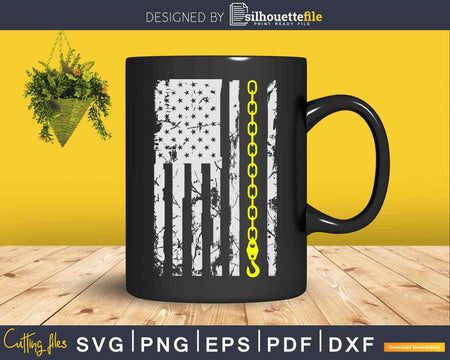 Yellow Tow Hook Chain Flag American Truck Driver Svg Dxf