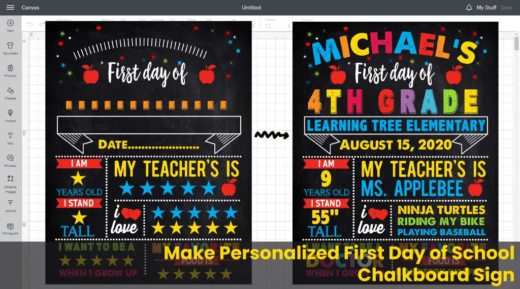 How to Make Personalized First Day of School Chalkboard with Cricut ...