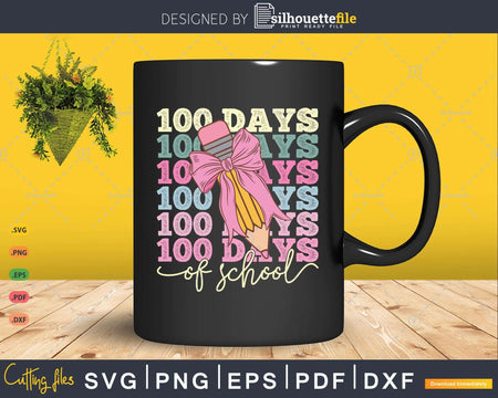 100 Days of School Girls Coquette Bow Svg Png Files