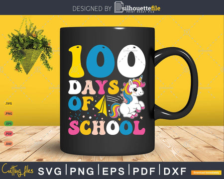 100 Days of School Friendship Unicorn Smarter Kids Svg File