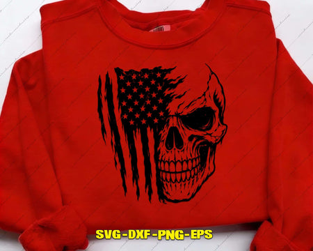 American Flag Skull Svg Png Cutting Files
