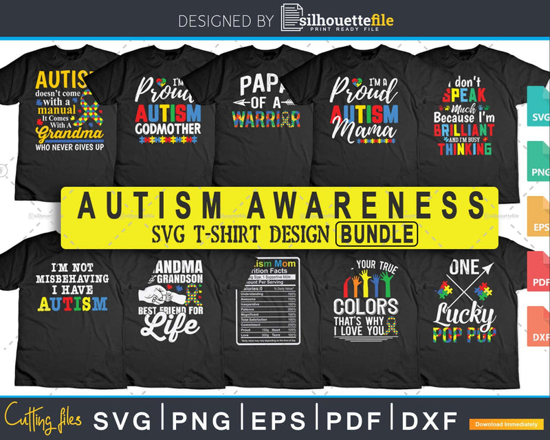Autism Awareness Svg Vector T - shirt Design Bundles