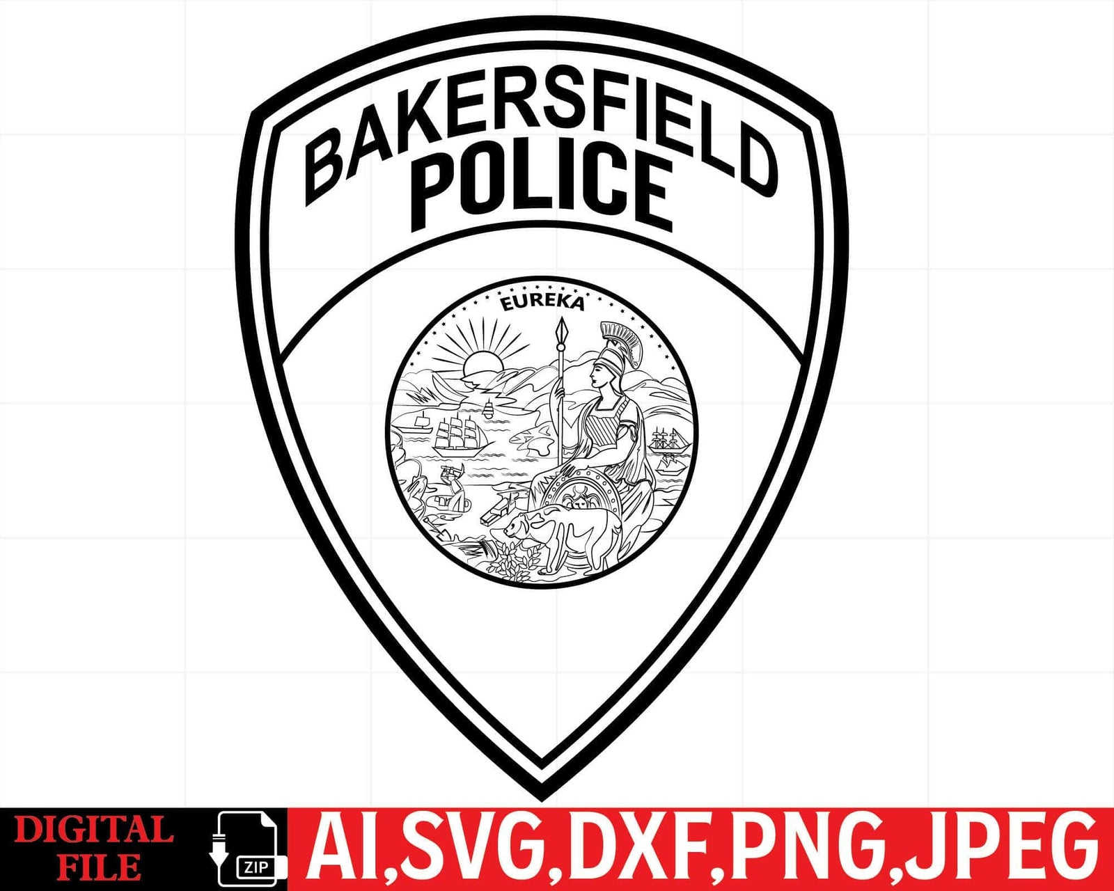 Bakersfield Police Badge Crafted Laser Cnc Files for Wood Work ...