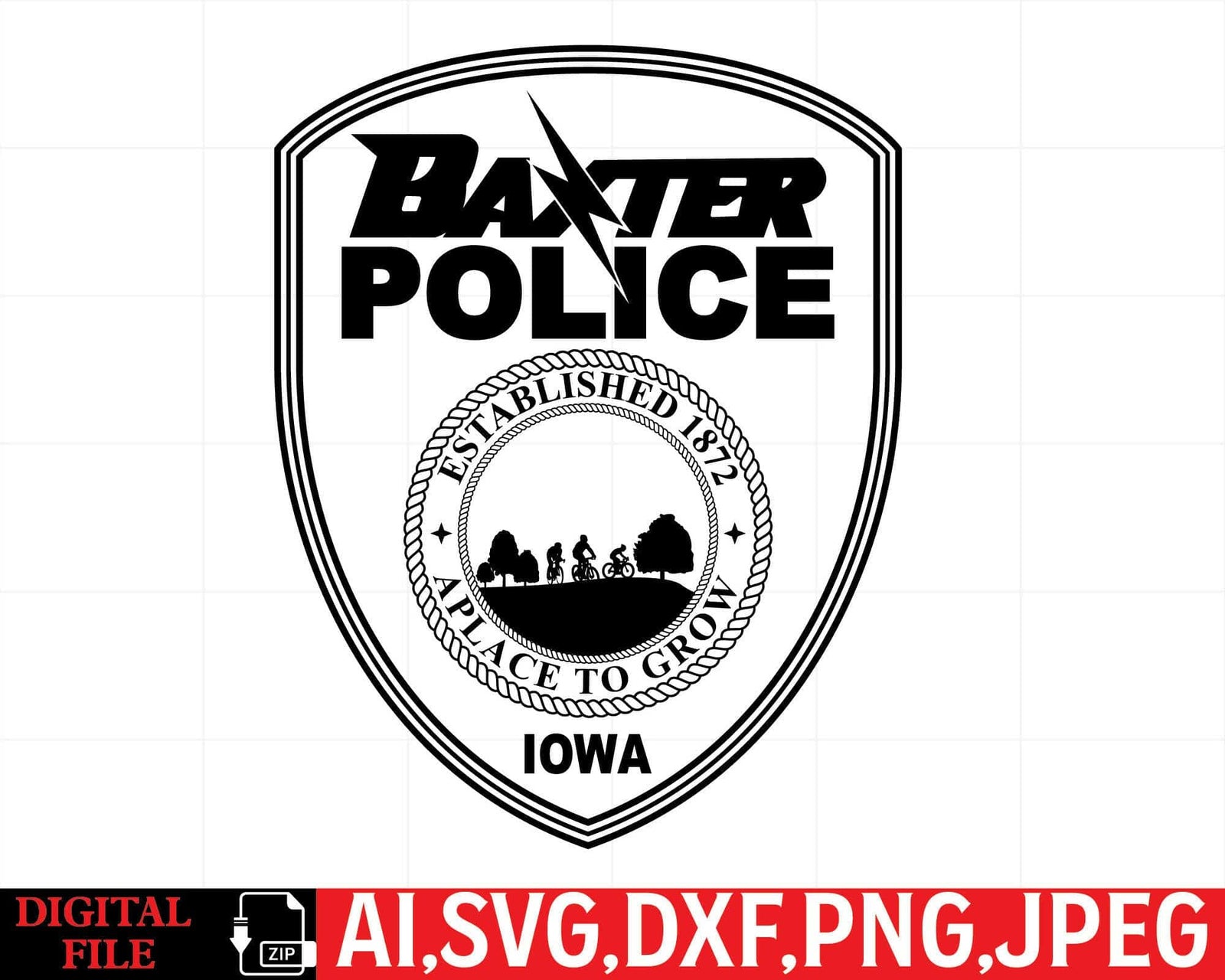 Baxter Police badge Vector Files for Wood Working Silhouettefile