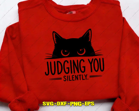 Cat Judging You Silently SVG PNG Digital Art Cut File
