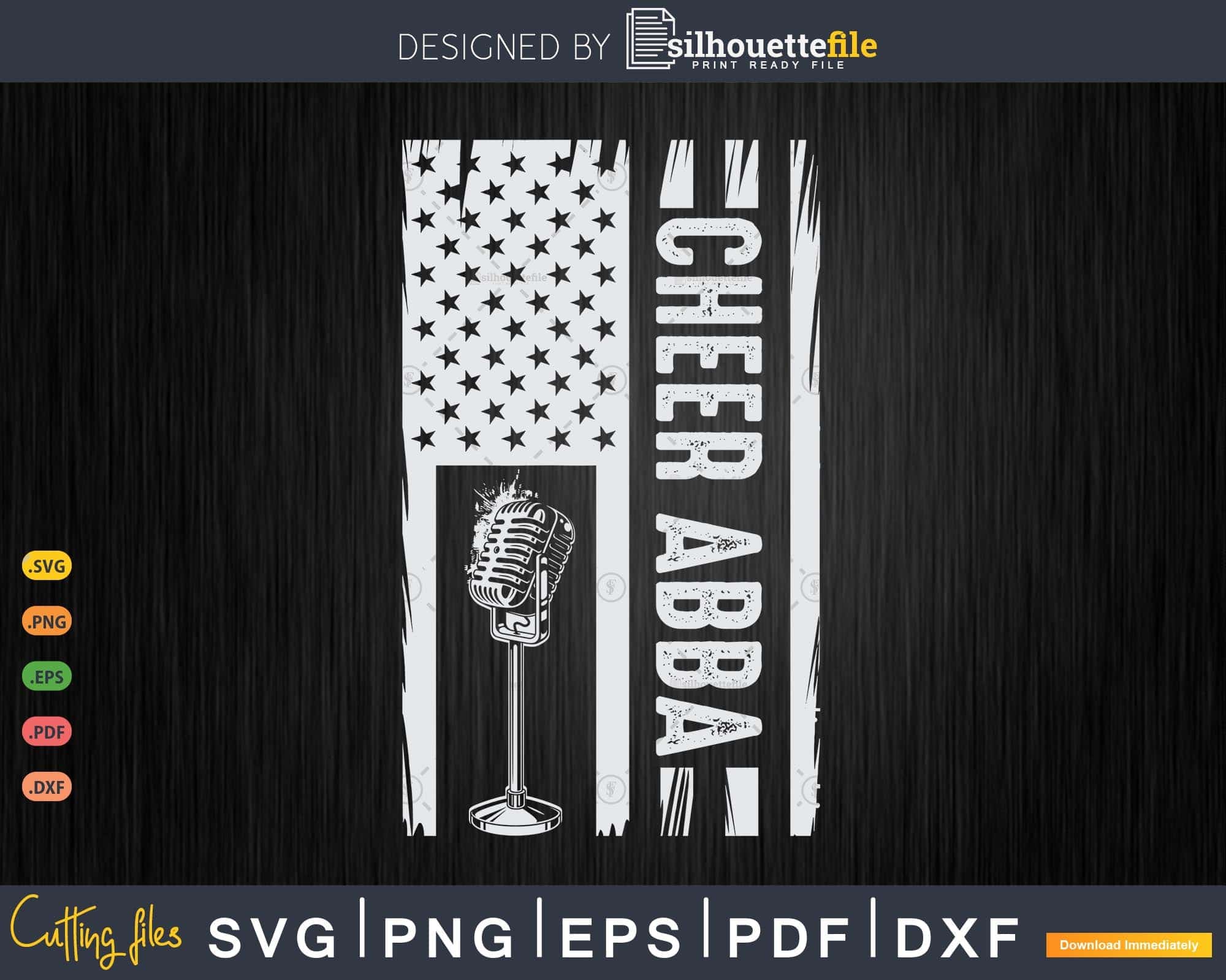 Cheer Abba Vintage American Flag Father Cheerleader Svg Cut Files ...