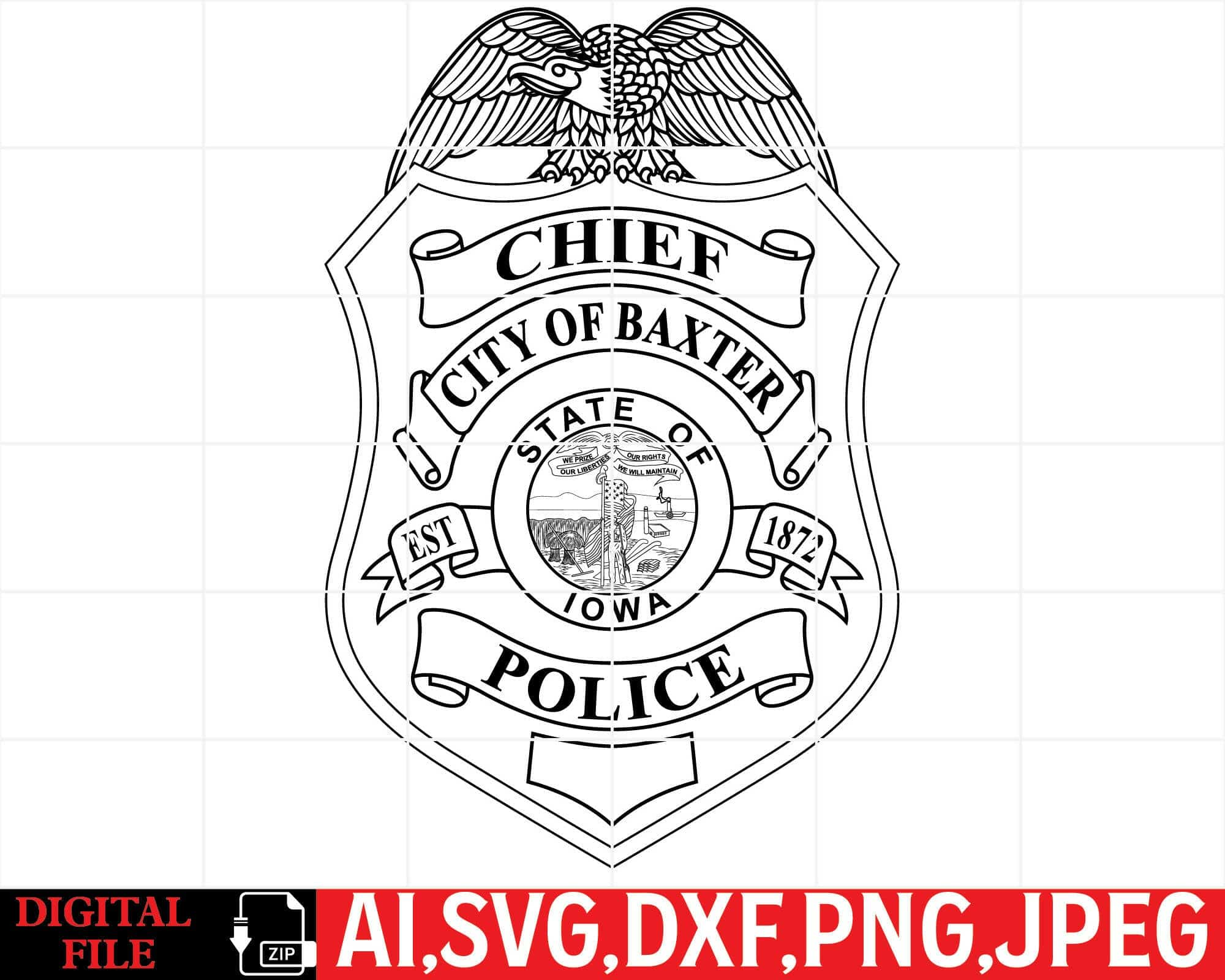 City of Baxter Police Chief Badge | Silhouettefile