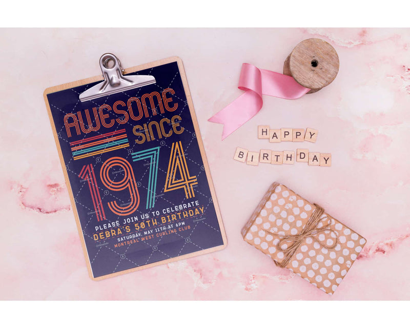 Custom Design - Debra’s 50th Birthday Invitation Card Design