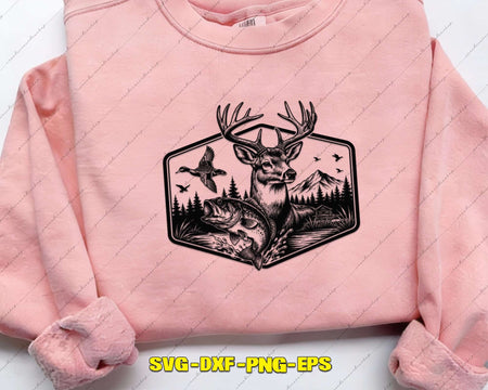 Deer Duck Fishing SVG Cut File for Cricut Silhouette