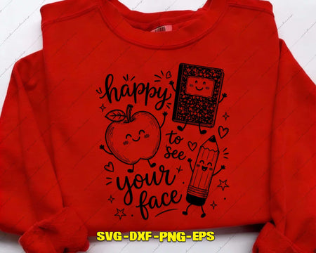 Happy to See Your Face Teacher School SVG PNG DXF AI Files