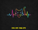 Heartbeat Cat Lover Animal Funny Cute Svg Png Digital Cut