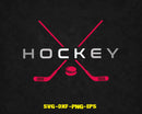 Hockey Split Crossed Sticks And Puck Logo Monogram SVG PNG