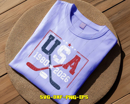 Hockey USA Retro 1980 2026 Vintage Svg Png Cut Files