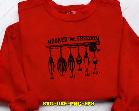Hooked Or Freedom 4th Of July Fishing Lure SVG Cut File