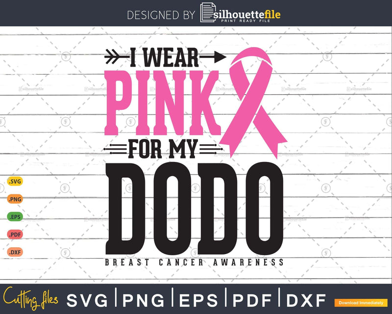 I wear Pink for my Dodo Svg T-shirt Design