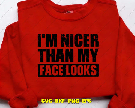 I’m Nicer Than My Face Looks SVG Cut File for Cricut