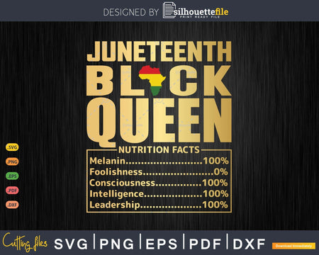 Juneteenth Black Queen Nutritional Facts Freedom Day