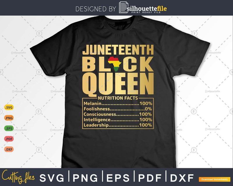 Juneteenth Black Queen Nutritional Facts Freedom Day