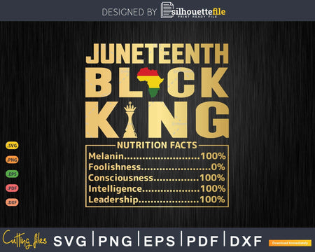Juneteenth Men Black King Nutritional Facts Freedom Day