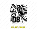 Lastname Racing Pit Crew SVG Cut File for Cricut Silhouette