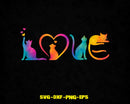 Love Cats Colorful Watercolor Svg Png Digital Cut Files