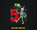 My 5th Birthday Skeleton Halloween 5 Year Old Svg Png Cut