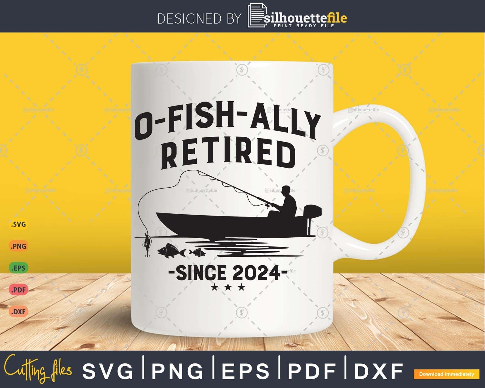 O-Fish-Ally Retired 2024 Fishing Retirement Svg Png Laser | Silhouettefile