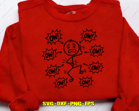 Ow Stick Figure SVG Funny Humor Cut File