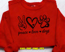 Peace Love Dogs Puppy Paw SVG PNG Digital Cut Files