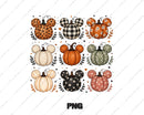 Preppy Fall Mouse Pumpkin PNG Hand-Painted Sublimation
